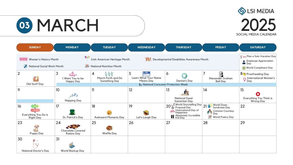 March 2025 Social Media Content Calendar