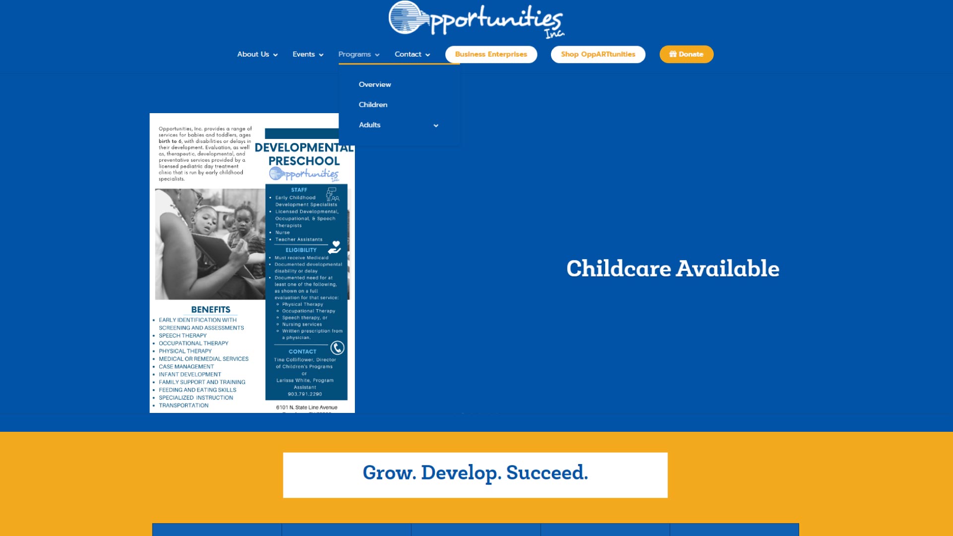 Before: Home Page Programs Menu