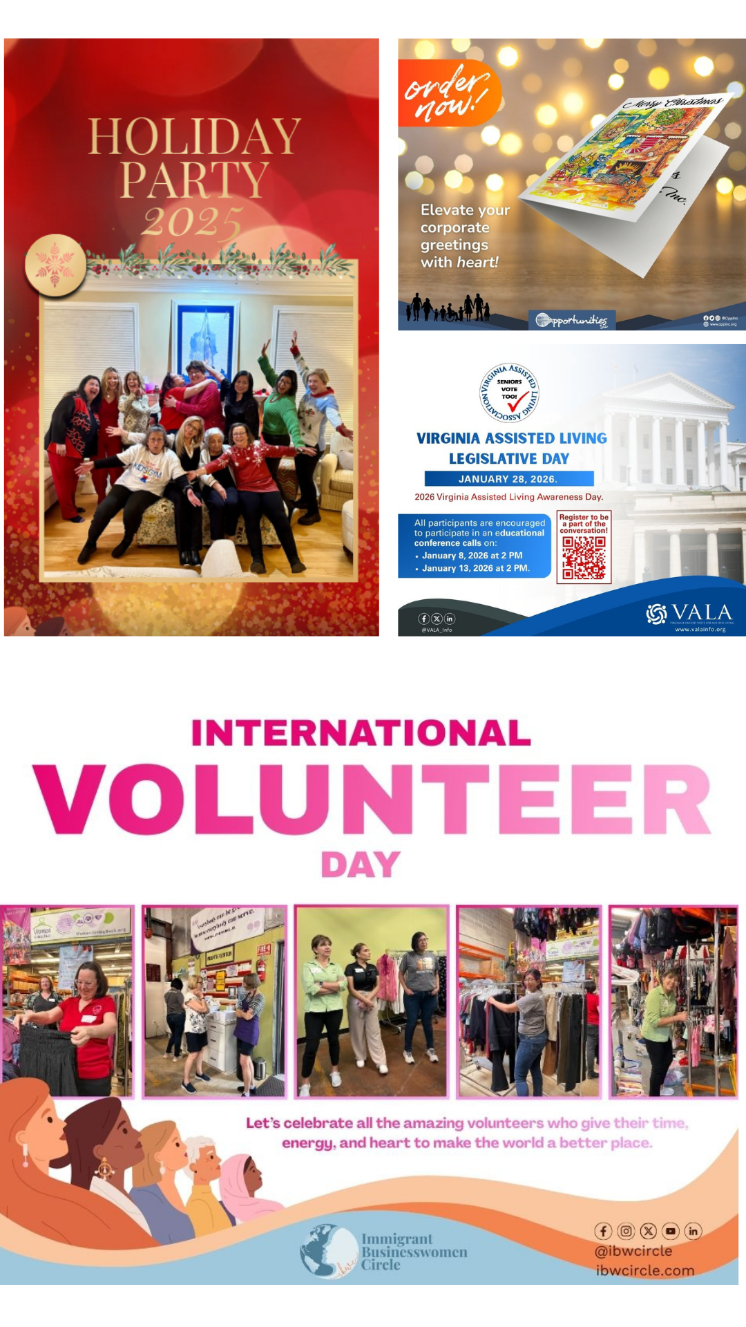 IBWC (client) social media post examples such as reels, event and other social media posts.