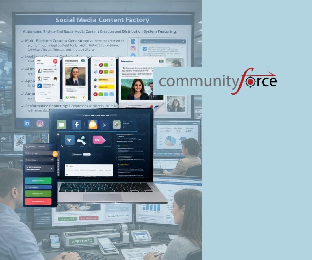 Featured Portfolio Image for a social media content schedule depicting various different screen shots.